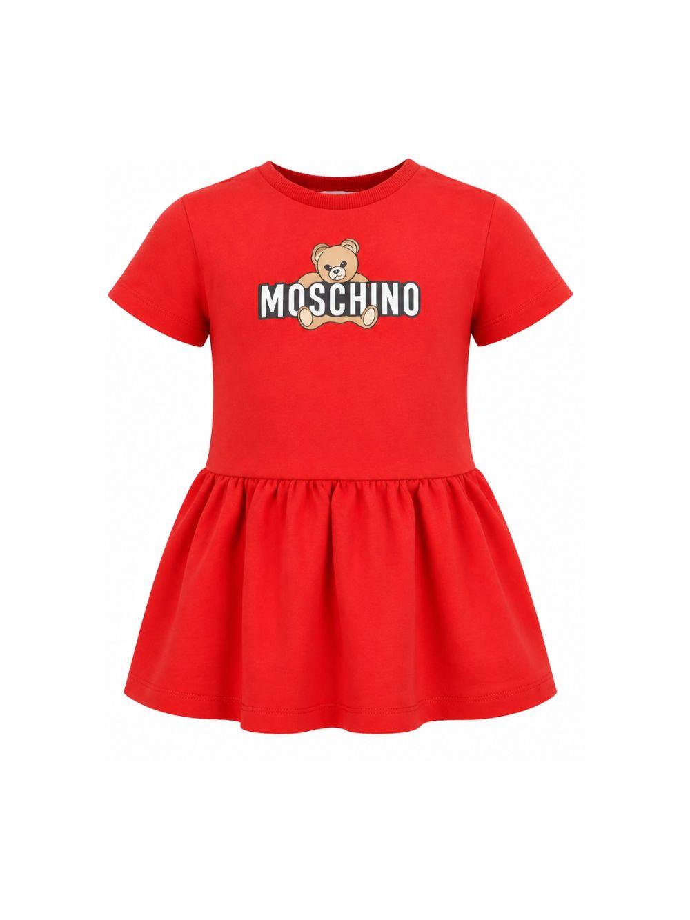 Abito da bambina Moschino Kids rosso con stampa orsetto HDV0HLLCA19 50109 MOSCHINO KIDS 