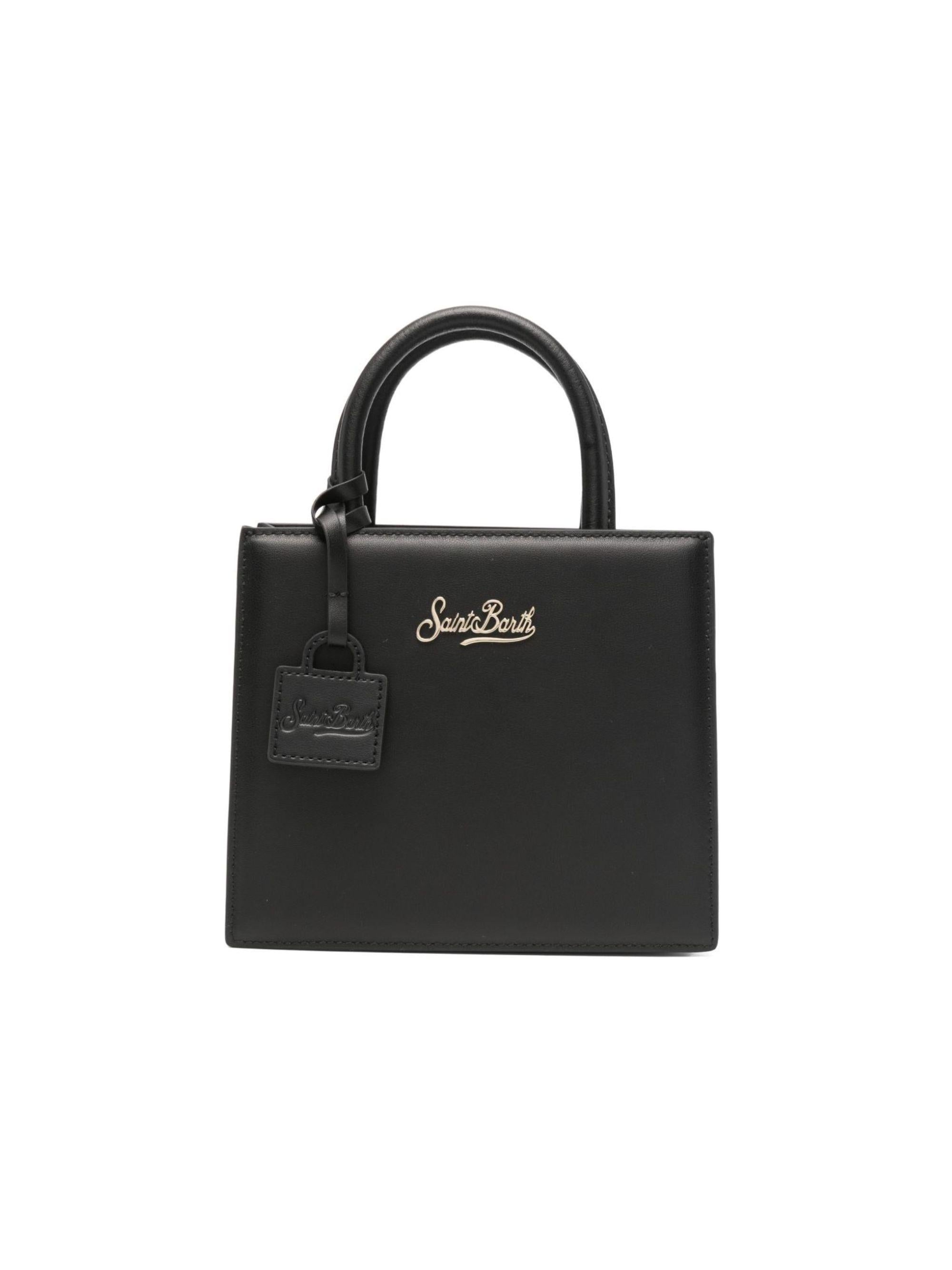 Borsa Shop mini MC2 Saint Barth nera con targhetta logo metallica sul fronte SHBM0002 01721L MC2 ST. BARTH KIDS 