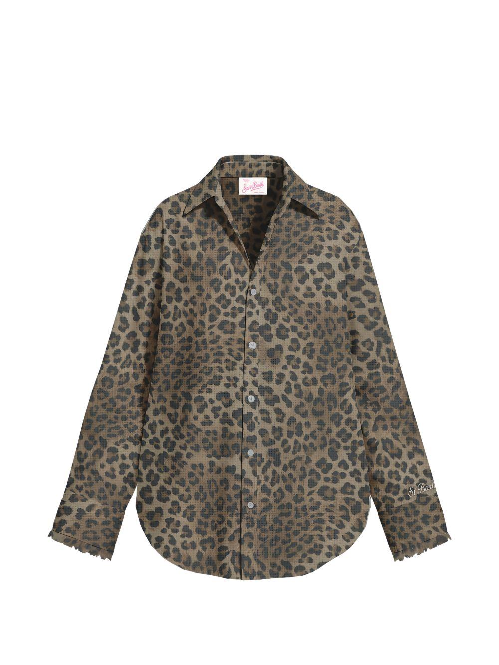Camicia per donna MC2 Saint Barth animalier con stampa grafica leopardata CYS0001 07842L MC2 ST. BARTH 