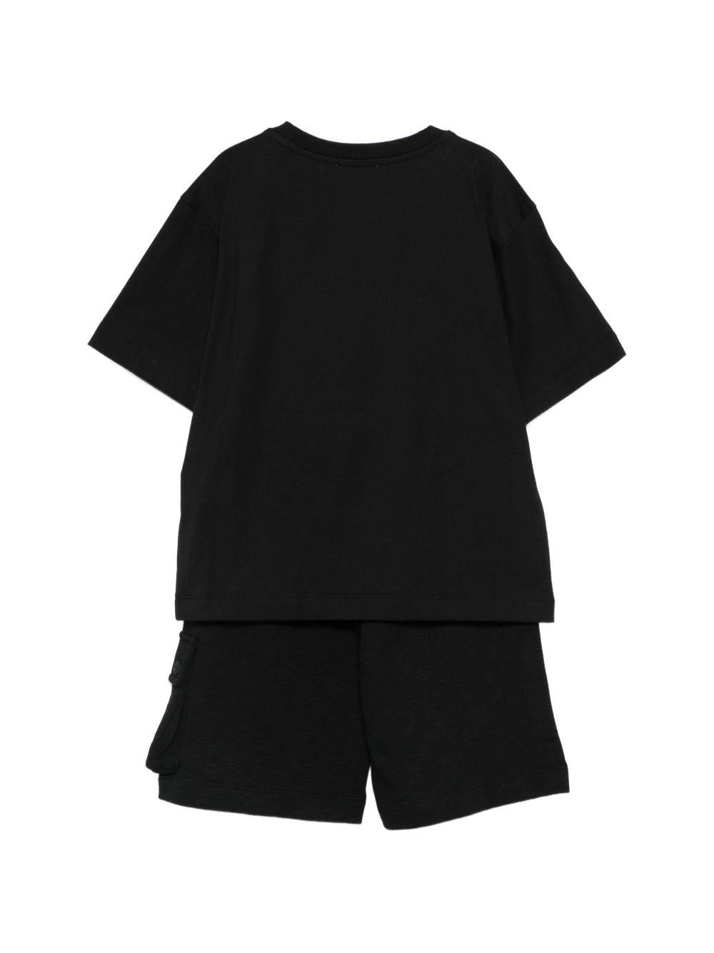 Set t-shirt e shorts per bambino Moschino Kids nero con tre Teddy Bear HUG00WLCA88 60100 MOSCHINO KIDS 