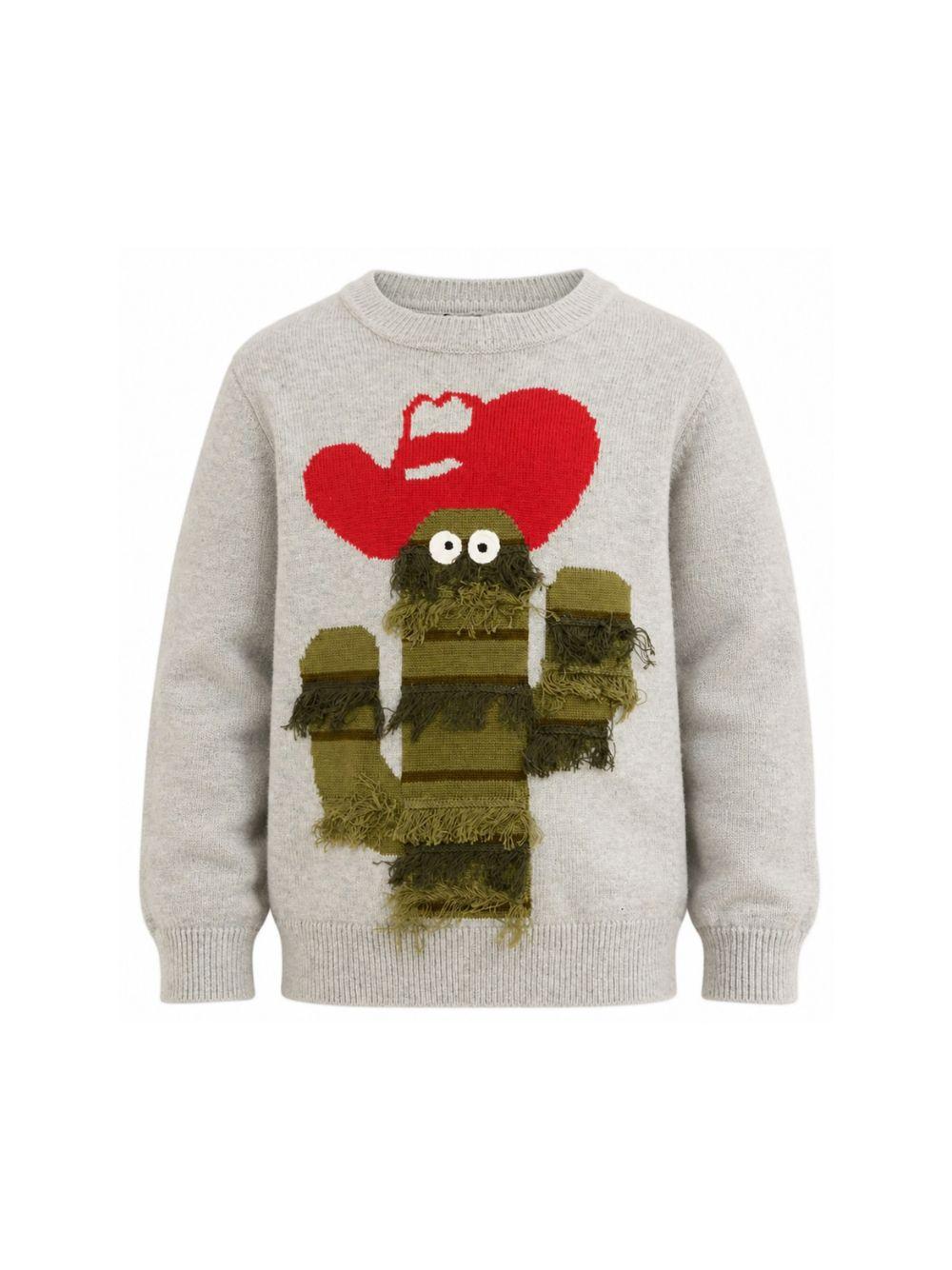 Maglione per bambino Stella McCartney Kids grigio con ricamo frontale TZ9H00 Z2922 100 STELLA McCARTNEY KIDS 