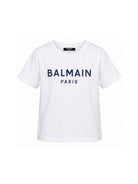 T-shirt per bambino Balmain Kids bianca con logo sul davanti BY8R11 Z3672 100BL BALMAIN KIDS 
