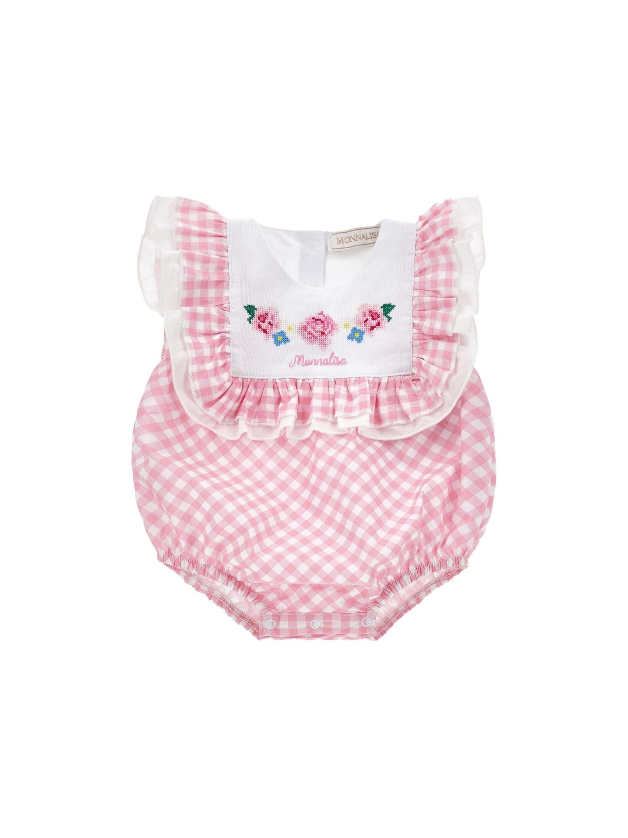 Tutina per neonata Monnalisa rosa a fiori con ruches 35G203 7011 9990 MONNALISA KIDS 