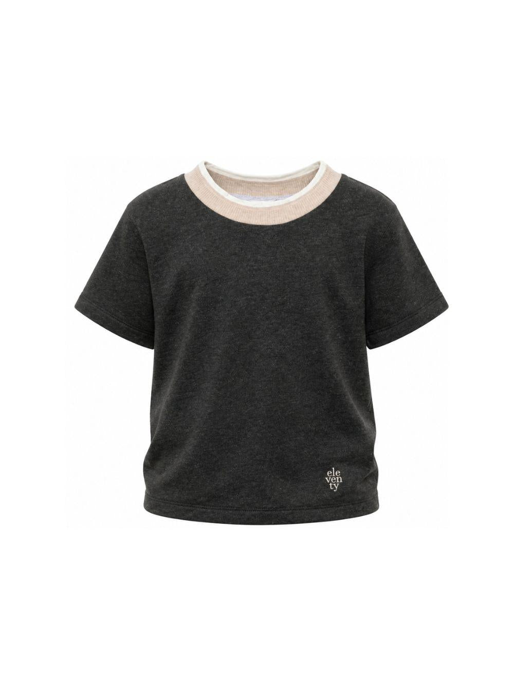 T-shirt per bambino Eleventy Kids grigia con girocollo a contrasto EZ8H11 Z3711 811 ELEVENTY KIDS 