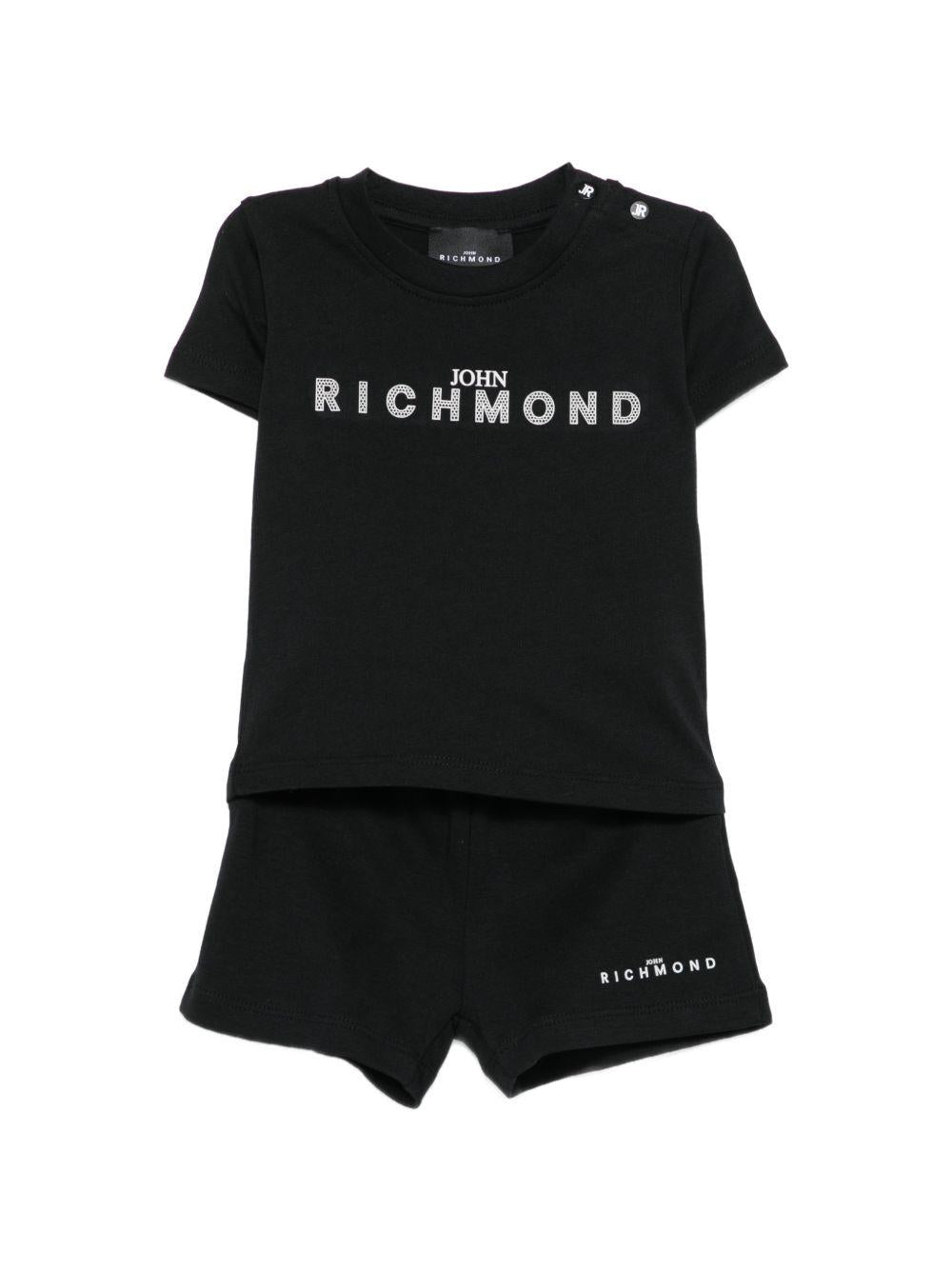 Completo t-shirt e shorts per neonati John Richmond Junior nero con dettaglio logo RIP26006CJ BLACK JOHN RICHMOND KIDS 
