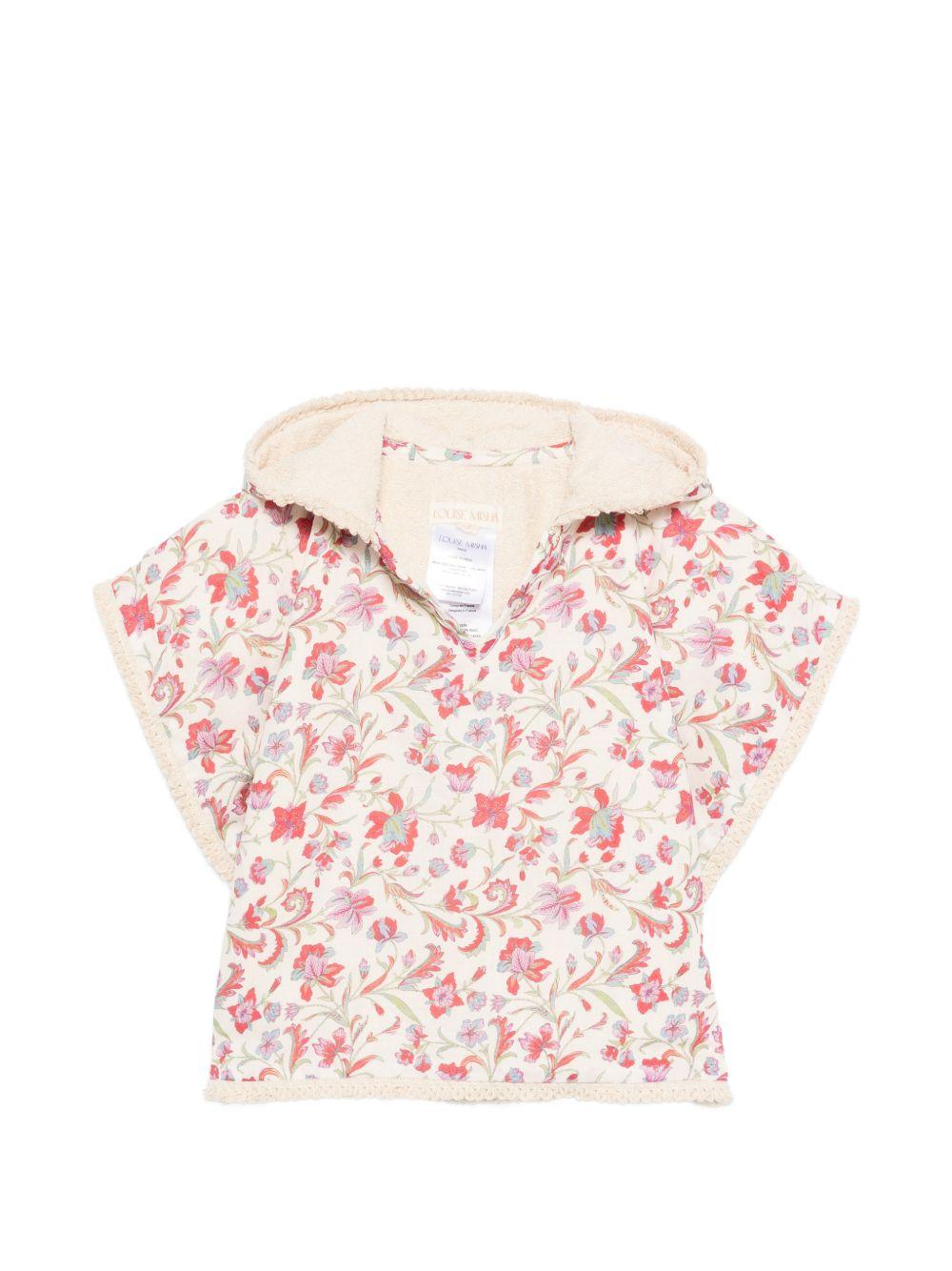 Accappatoio per neonata Louise Misha Kids bianco con stampa a fiori all-over FBI-S26-B0239 CREAM LOUISE MISHA KIDS 