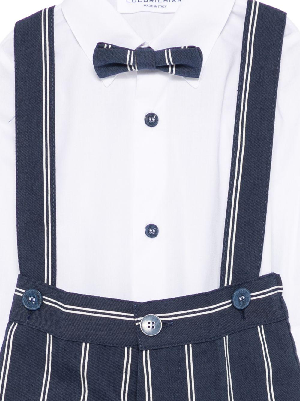 Set cardigan e salopette per neonato Colorichiari blu a righe con fiocco (4 pezzi) MN408431 4908b 60 COLORICHIARI KIDS 