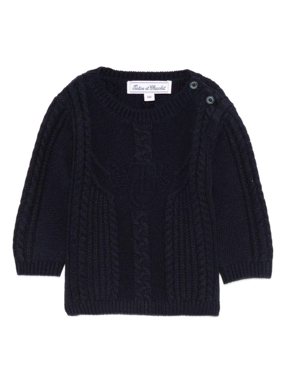 Maglione per neonato Tartine Et Chocolat blu con chiusura a bottoni CB18071 04 TArtine & Chocolat 