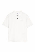T-shirt per bambino C.P. Company Kids bianca con colletto stile polo CUM00XLAC04 10135 C.P.COMPANY KIDS 