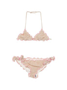 Bikini Cris per bambina MC2 Saint Barth Kids beige con dettagli rosa CRIS001 00075L MC2 ST. BARTH KIDS 