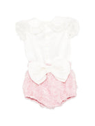 Completo t-shirt e shorts per neonata La Stupenderia multicolore con dettagli floreali 2CBCT52 X05 LA STUPENDERIA 