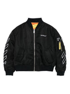 Bomber per bambino Off-White Kids nero con maniche con freccia OBEH002F25FAB001 1001 OFF WHITE KIDS 