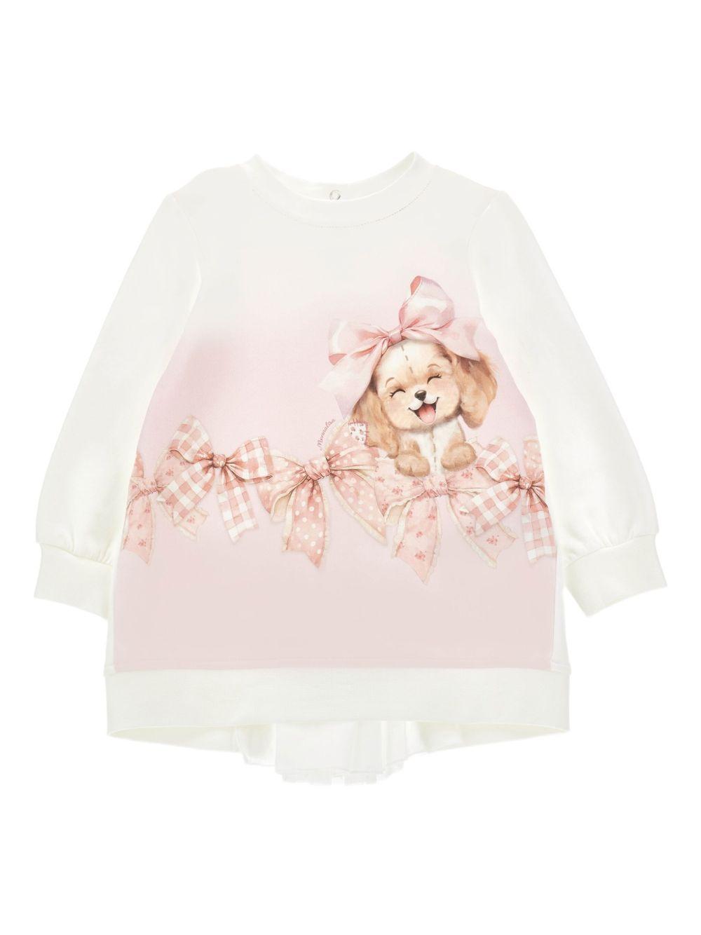 Abito per neonata Monnalisa bianco con stampa 39F901 6004 0190 MONNALISA 