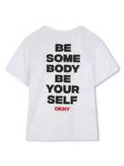 T-shirt per bambino Dkny Kids bianco con stampa con logo sul davanti D62300 10P DKNY 