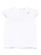 T-shirt con logo ricamato per neonato Il Gufo bianco con maniche ad aletta P25TS475MF001 010 IL GUFO 