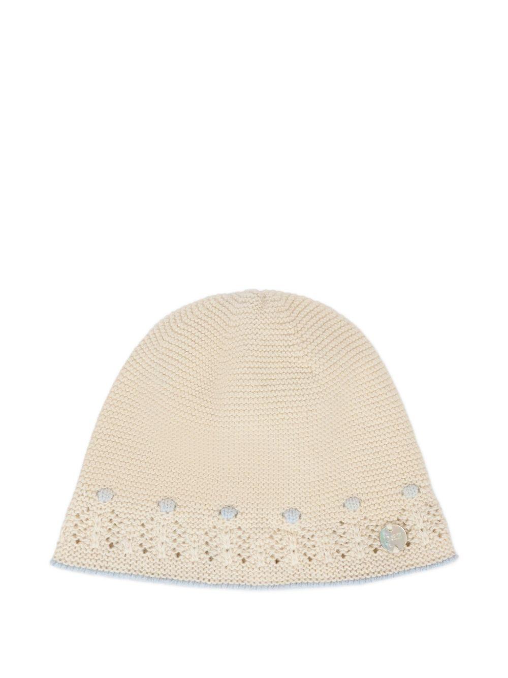 Berretto per neonati Paz Rodrìguez beige con lavorazione in rilievo 040-123090 7380 H94 PaZ RODRIGUEZ KIDS 