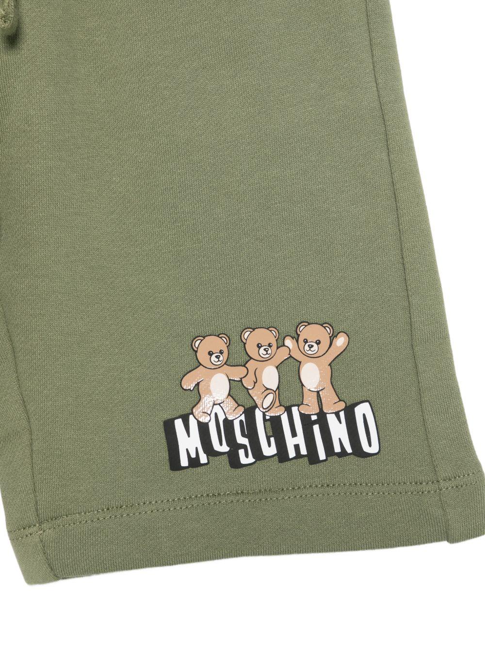 Shorts per bambino Moschino Kids verde con coulisse in vita HUQ02MLCA89 30037 MOSCHINO KIDS 