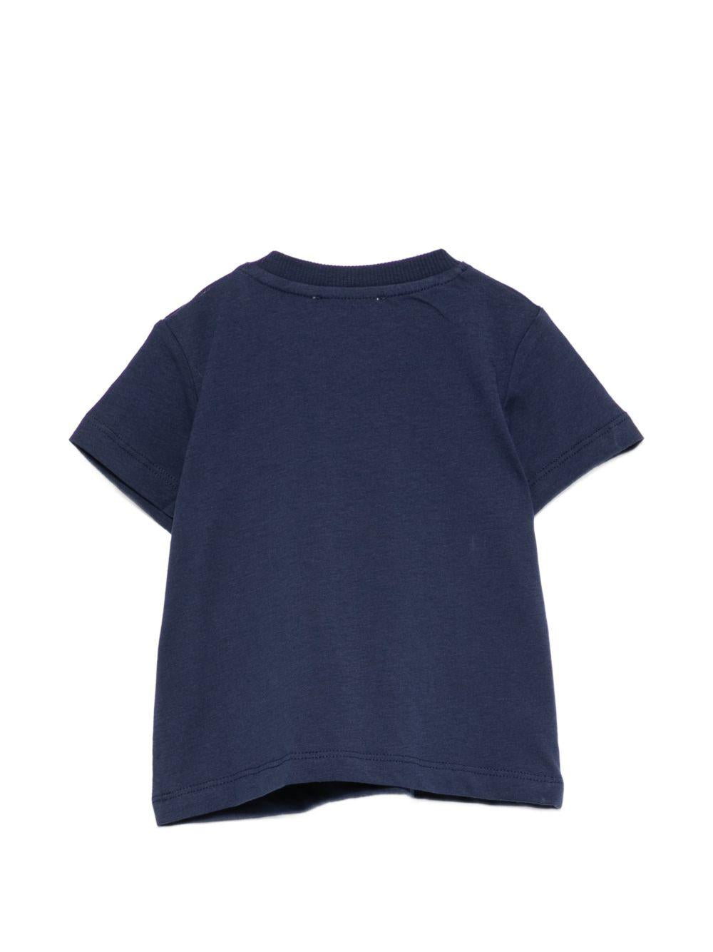 T-shirt per neonati Moschino Kids blu con logo sul davanti MUM04PLAA03 40016 MOSCHINO KIDS 