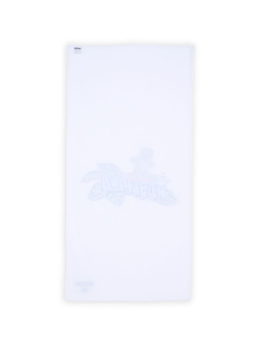 Telo mare per bambino Moschino Kids bianco con stampa orsacchiotto HTX01BLGA24 10101 MOSCHINO KIDS 