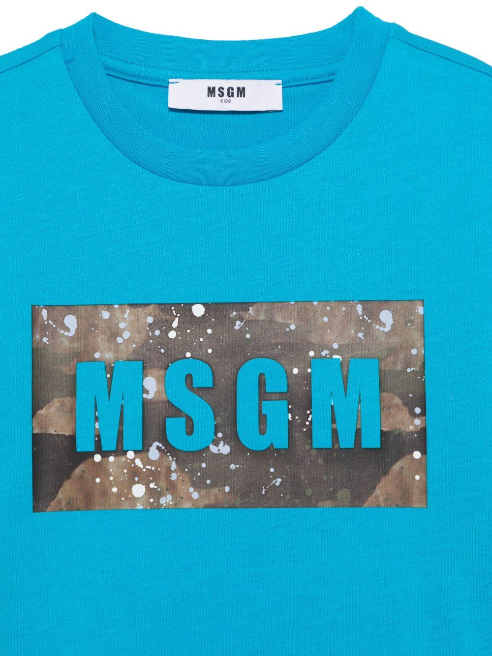 T-shirt con stampa per bambino MSGM Kids azzurro con orlo dritto S5MSJBTH036 MS011 MSGM KIDS 