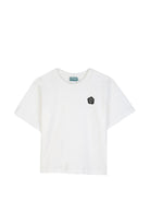 T-shirt per bambina Kenzo Kids bianca con applicazione Boke Flower sul petto K62190 117 KENZO KIDS 