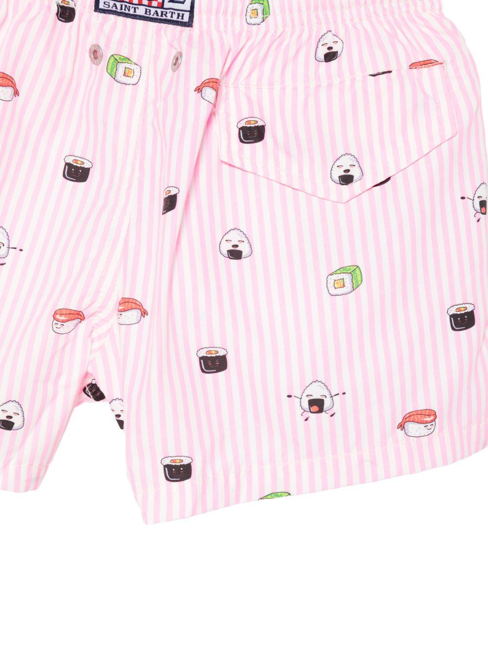 Costume per bambino MC2 Saint Barth Kids rosa con stampa grafica sushi all-over JEA0004 02628L MC2 ST. BARTH KIDS 