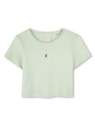 T-shirt con placca logo per bambina Givenchy Kids verde con logo sul retro H30804 72G GIVENCHY KIDS 