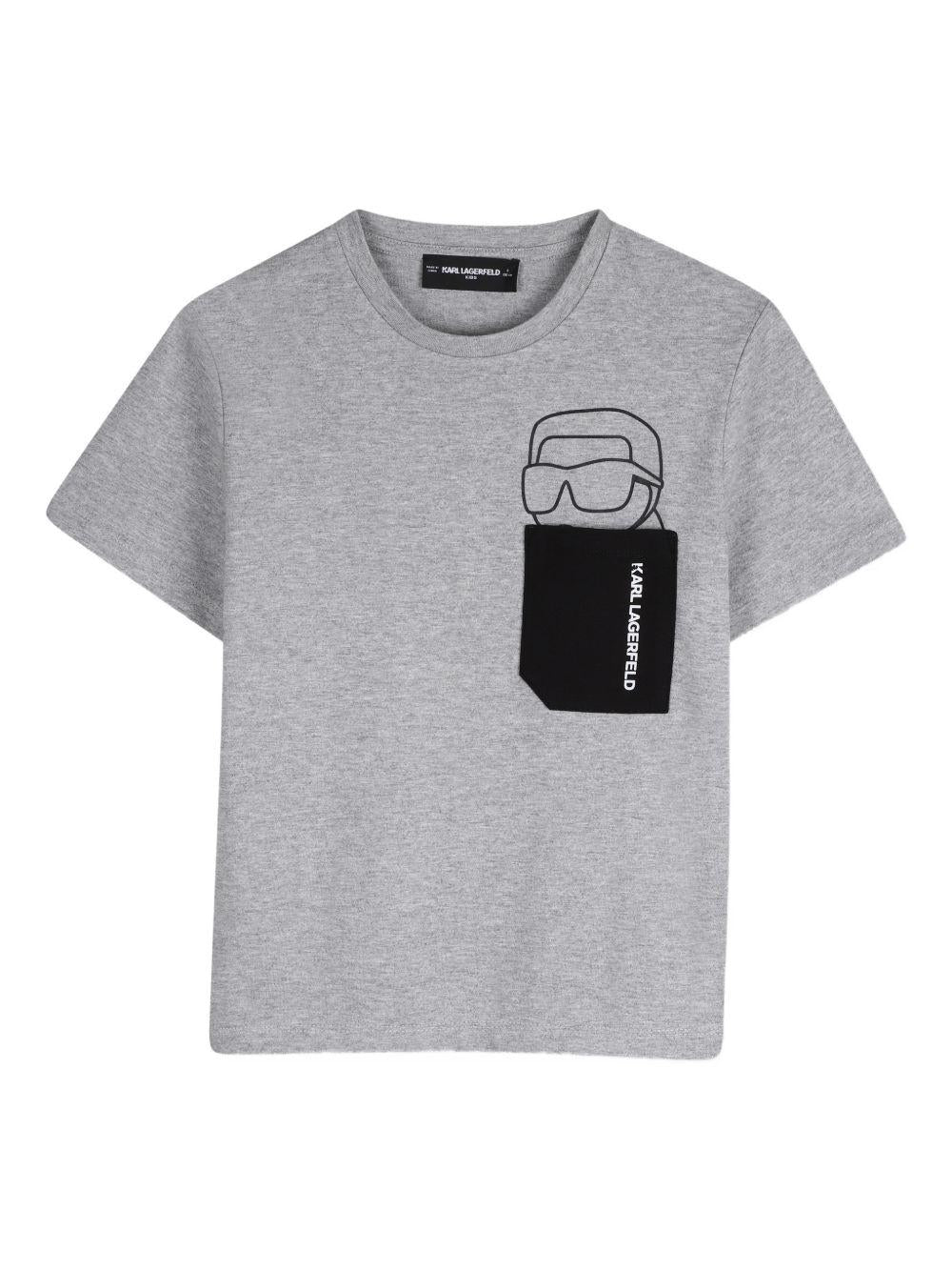 T-shirt per bambino Karl Lagerfeld Kids grigio con taschino Z31097 A07 KARL LAGERFELD KIDS 