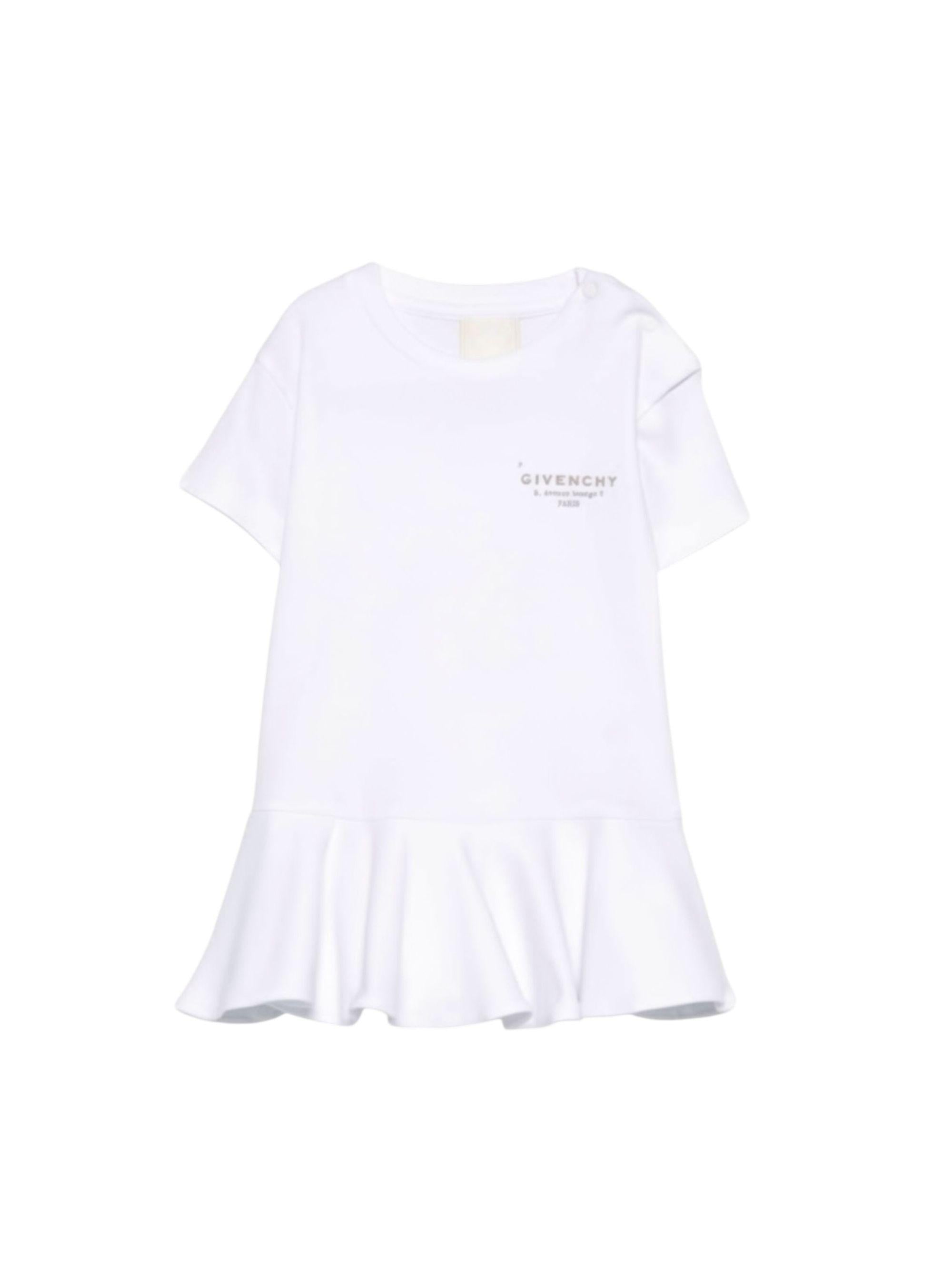 Abito per neonata Givenchy Kids bianco con logo sul davanti H31179 10P GIVENCHY KIDS 