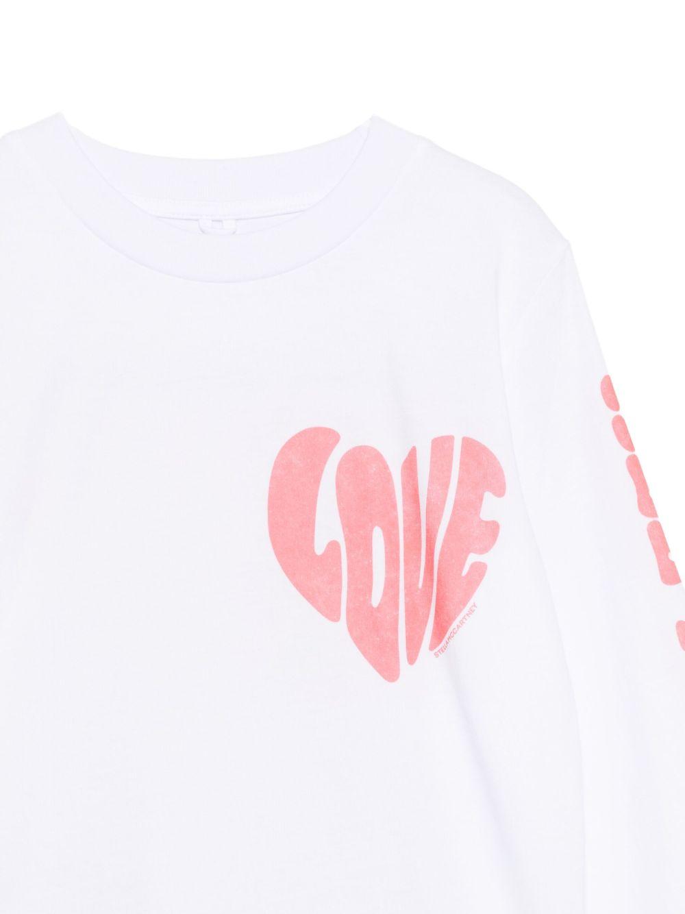 T-shirt per bambina Stella McCartney Kids bianca con stampa a cuore TX8B90 Z0434 100 STELLA McCARTNEY KIDS 