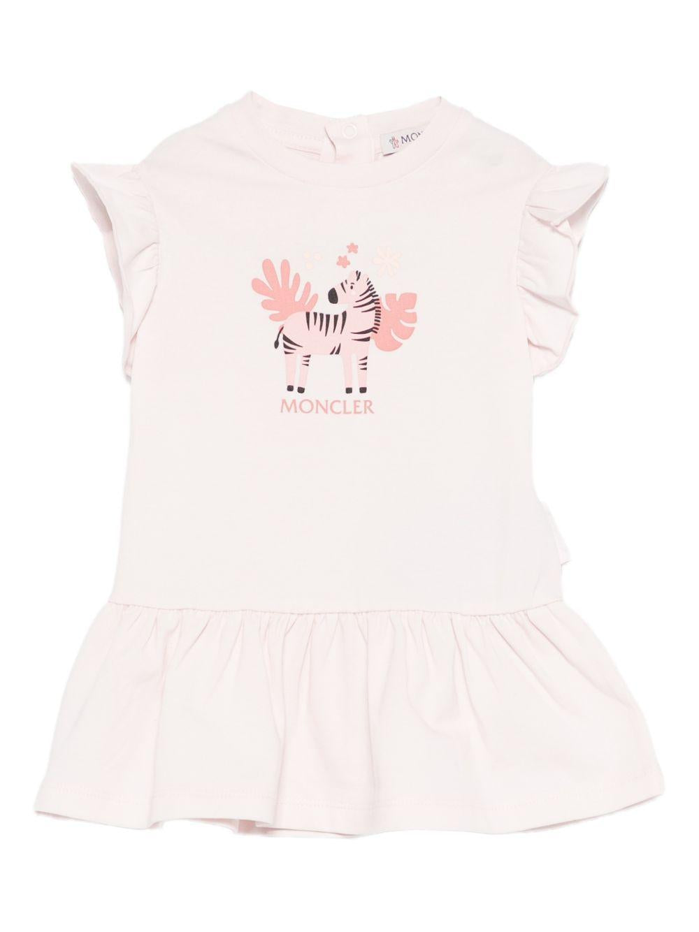 Abito per neonata Moncler Kids rosa con stampa grafica sul davanti L19518I0000289AUM 503 MONCLER KIDS 
