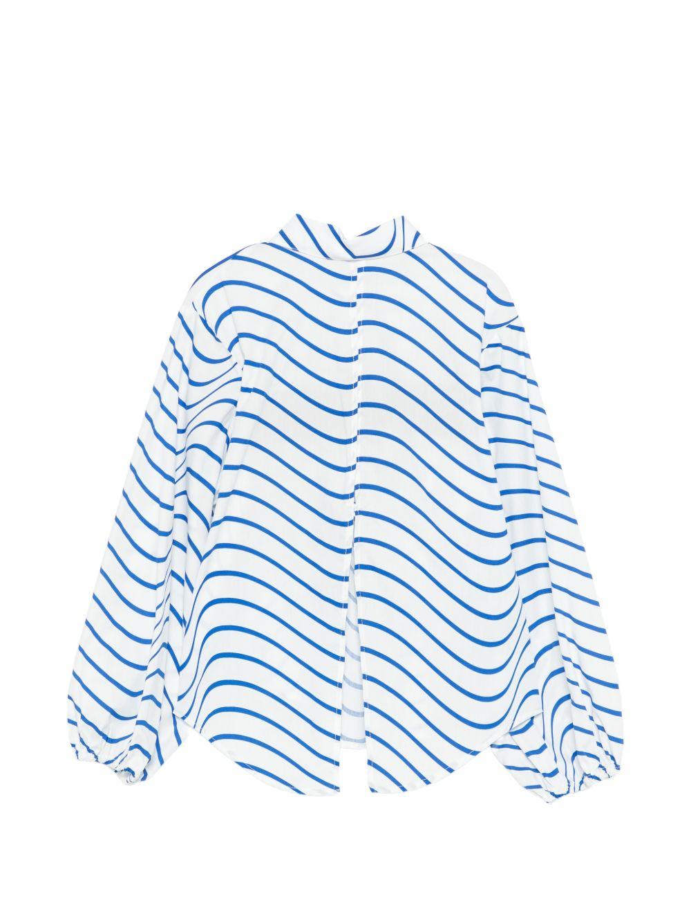 Camicia per bambina MSGM Kids bianca con design a righe ondulate S6MSJGSI178 130 MSGM KIDS 