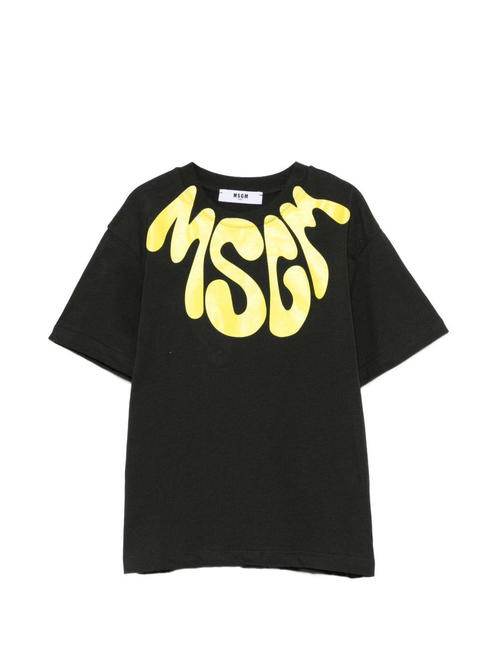 T-shirt per bambino MSGM Kids nera con stampa grafica S6MSJUTH222 MS040 MSGM KIDS 