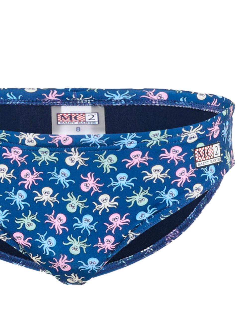 Costume per bambino MC2 Saint Barth Kids blu con stampa grafica polpi all-over BIL0001 00117L MC2 ST. BARTH KIDS 