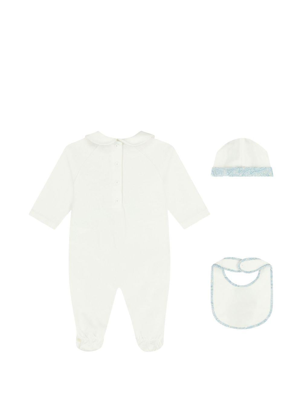 Set tutina cappellino e bavaglino per neonato Etro Kids multicolore con stampa Pegaso sul davanti GYB540 Z3672 102CE ETRO KIDS 