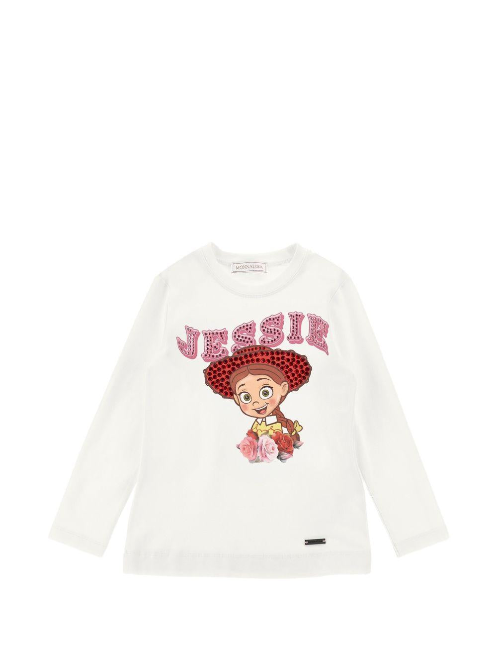 T-shirt per bambina Monnalisa Kids bianca con stampa grafica Jessie 19H602 8004 0001 MONNALISA KIDS 