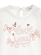 Set t-shirt e pantaloni per neonata Monnalisa bianco con stampa 31F500 6650 9001 MONNALISA 