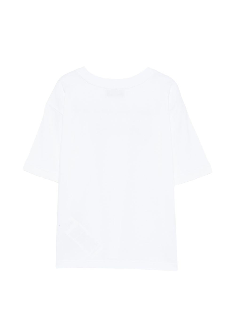 T-shirt per bambini Moschino Kids bianca con dettagli in rilievo HUM05QLAA24 10101 MOSCHINO KIDS 