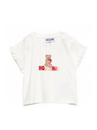 T-shirt per neonata Moschino Kids bianca con stampa Teddy Bear MDM03OLBA00 10063 MOSCHINO KIDS 