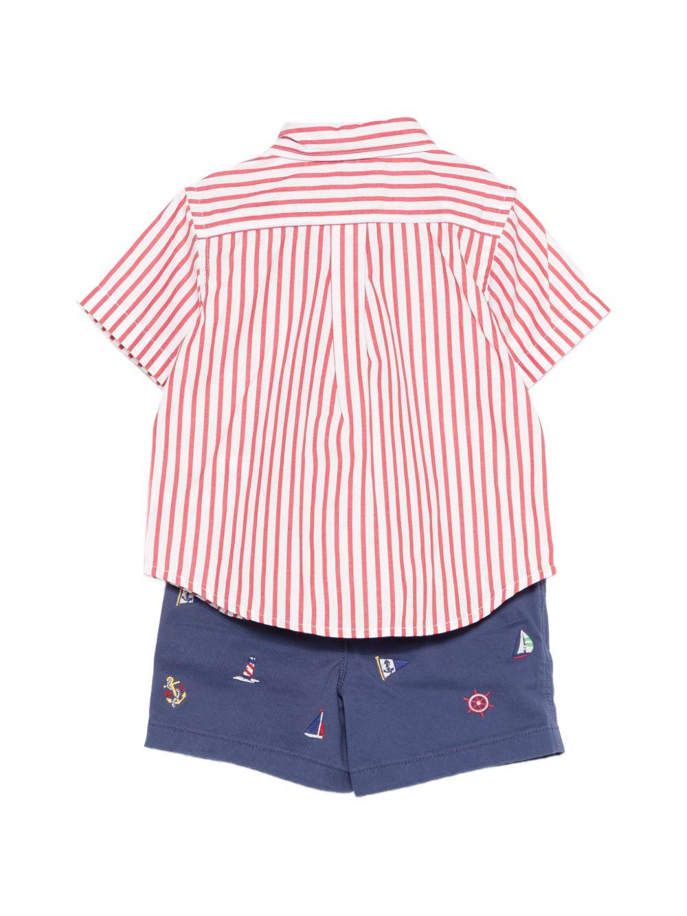 Completo camicia e shorts per neonato Polo Ralph Lauren Kids multicolor con ricamo Polo Pony 320B21361 001 Ralph Lauren kids 