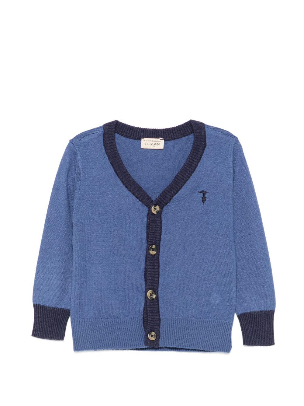 Cardigan per neonato Trussardi Kids blu con bordi a contrasto TIA26071CD AVIO TRUSSARDI KIDS 