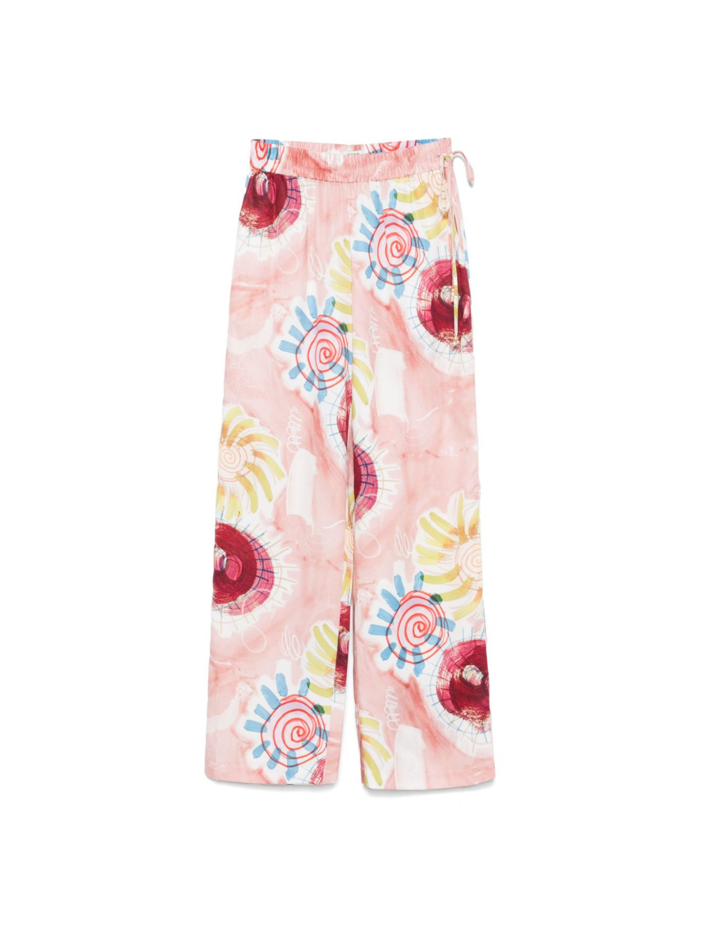 Pantaloni per donna Scotch & Soda rosa con stampa grafica e design svasato ULH00595F 644 SCOTCH DONNA 
