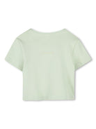 T-shirt con placca logo per bambina Givenchy Kids verde con logo sul retro H30804 72G GIVENCHY KIDS 