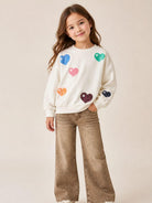Felpa per bambina Molo Kids bianca con applicazioni a cuore con paillettes 2W26J209 5773 MOLO KIDS 