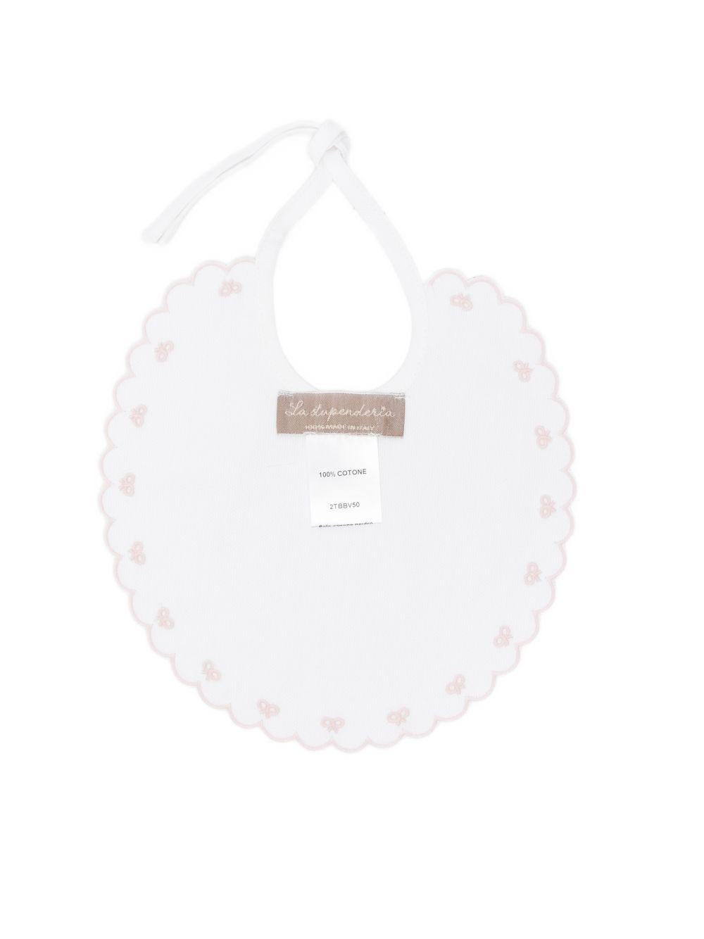 Bavaglino per neonata La Stupenderia bianco con bordo smerlato 2TBBV50 P01PIN LA STUPENDERIA KIDS 