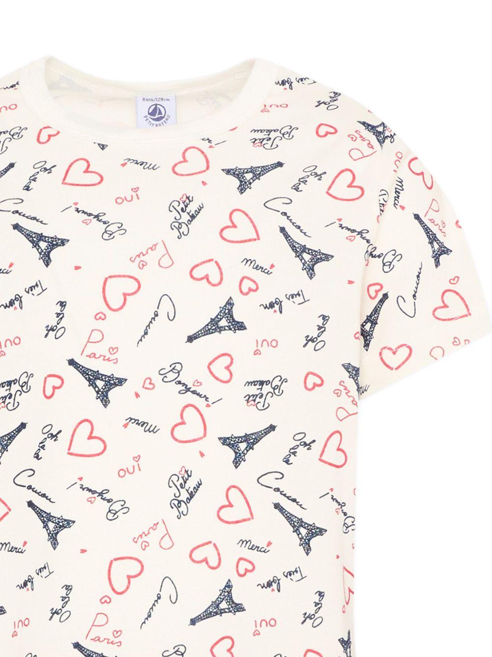 Pigiama per bambina Petit Bateau bianco opaco con motivo a cuore A0FV8 01 PETIT BATEAU KIDS 