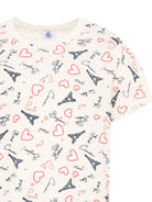 Pigiama per bambina Petit Bateau bianco opaco con motivo a cuore A0FV8 01 PETIT BATEAU KIDS 