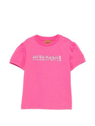 T-shirt per bambina Missoni Kids rosa con logo decorato MY8A91 Z3672 513 MISSONI KIDS 