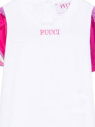 T-shirt per neonata Emilio Pucci Junior bianca con maniche a contrasto PY8071 Z3672 100FU EMILIO PUCCI KIDS 