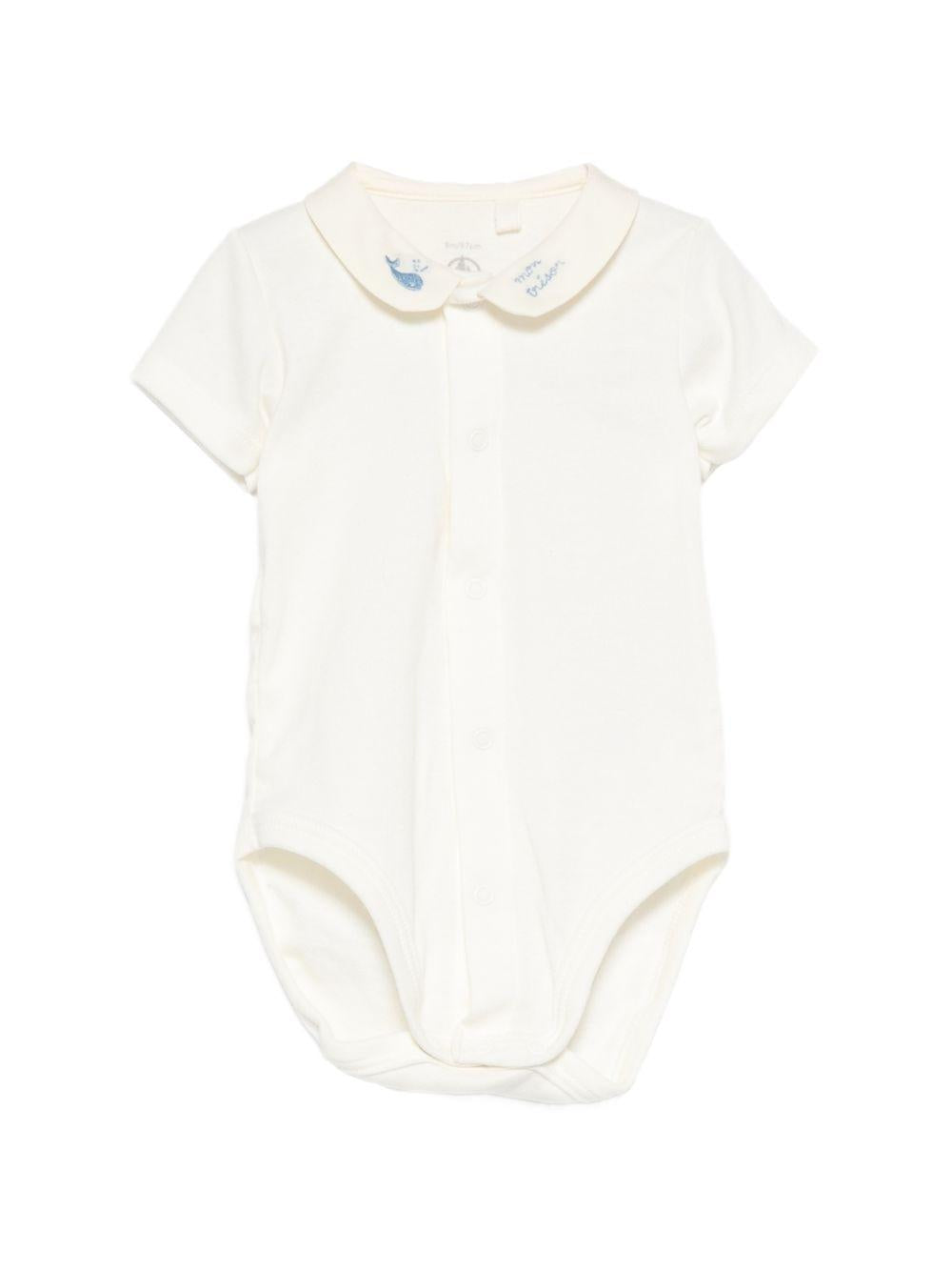 Tutina per neonati Petit Bateau beige con colletto ricamato A0FSV 01 PETIT BATEAU KIDS 